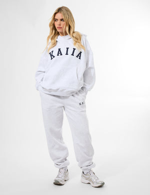 Kaiia Oversized Logo Hoodie In Grey Marl