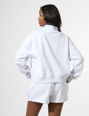 Kaiia KTL Logo Oversized Quarter Zip Sweatshirt Light Grey Marl