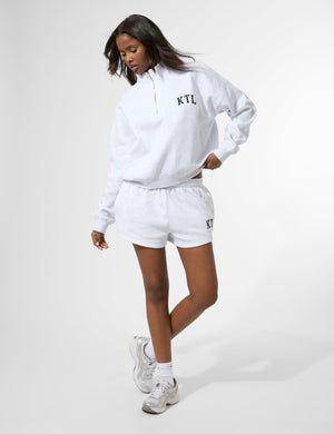 Kaiia KTL Logo Oversized Quarter Zip Sweatshirt Light Grey Marl