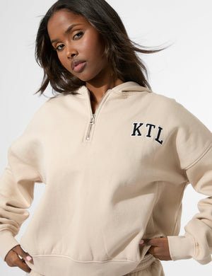 Kaiia KTL Logo Oversized Zip Up Hoodie Truffle