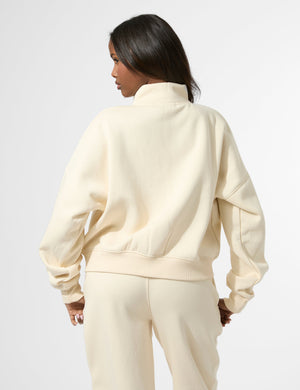 Kaiia KTL Logo Oversized Zip Up Sweatshirt Buttercream