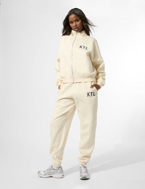 Kaiia KTL Logo Oversized Zip Up Sweatshirt Buttercream