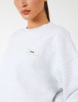 Kaiia Label Logo Oversized Sweatshirt Light Grey Marl