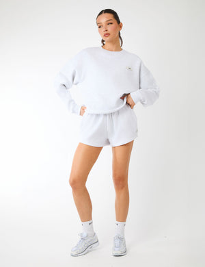 Kaiia Label Logo Oversized Sweatshirt Light Grey Marl