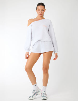 Kaiia Label Logo One Shoulder Jumper Light Grey Marl