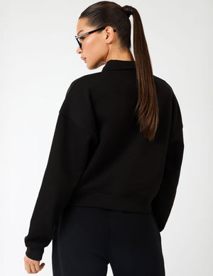 Kaiia Label Logo Collared Zip Through Sweatshirt Black