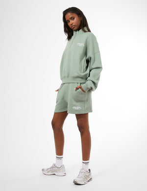 Kaiia Running Club Logo Quarter Zip Sweatshirt Green Tea