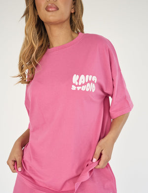 Kaiia Studio Bubble Logo Oversized T-shirt Pink