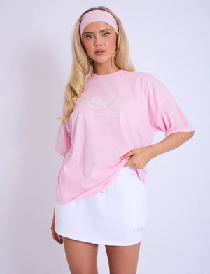 Kaiia Tennis Club Oversized T-Shirt Baby Pink