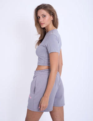 Kaiia Design Bubble Logo Baby Tee Slate Grey & Pink