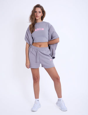 Kaiia Design Bubble Logo Baby Tee Slate Grey & Pink