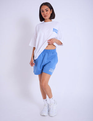 Kaiia Studio Palm Tree Bubble Logo Oversized T-shirt White & Blue