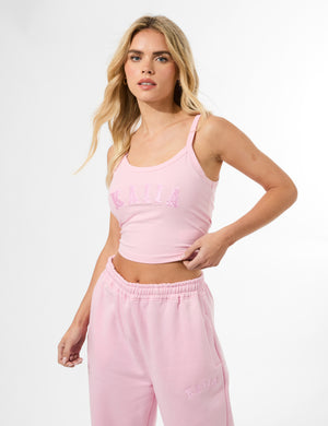 Kaiia Logo Cami Vest Top Baby Pink