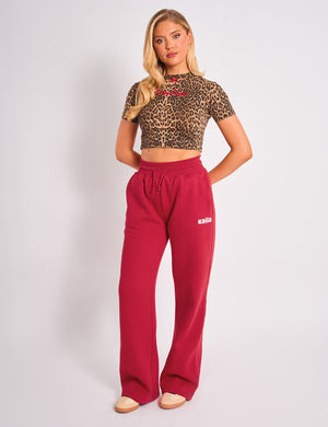 Kaiia Bow Detail Baby Tee Leopard