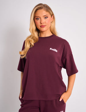 Kaiia Cherry Graphic Oversized T-shirt Plum & Pink