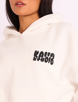 Kaiia Studio Bubble Logo Oversized Hoodie White & Black