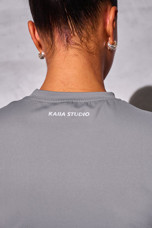 Kaiia Sculpt Short Sleeve Fitted T-shirt Slate Grey