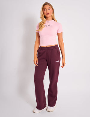 Kaiia Bow Detail Baby Tee Pink & Plum