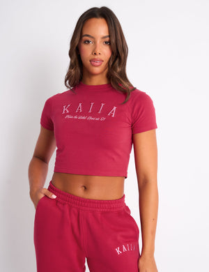 Kaiia Logo Baby Tee Cranberry & Pink