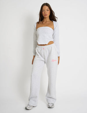 Kaiia Bandeau Crop Top & Bolero Light Grey Marl