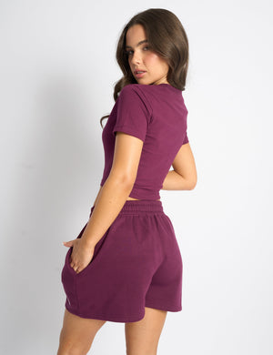 Kaiia Santa Baby Bow Detail Baby Tee Plum