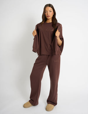 Kaiia Script Logo Oversized T-Shirt Mocha