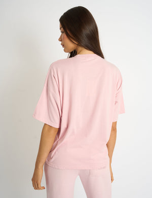 Kaiia Script Logo Oversized T-Shirt Pink Chai