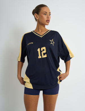 Kaiia Sport Football Shirt Navy & Yellow