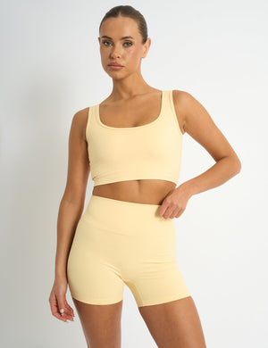 Kaiia Sculpt Square Neck Crop Top Yellow