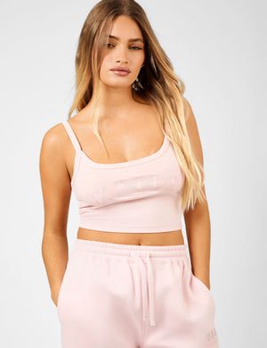 Kaiia Slogan Vest Top Dusty Pink