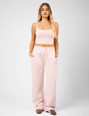 Kaiia Slogan Vest Top Dusty Pink
