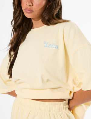 Kaiia Summer Back Graphic Oversized T-Shirt Lemon