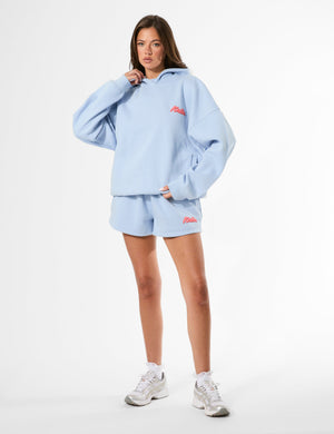 Kaiia Bubble Graphic Oversized Hoodie Baby Blue & Coral