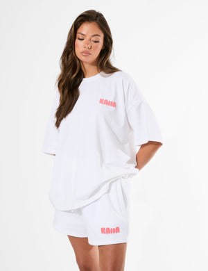 Kaiia Bubble Graphic Oversized T-Shirt Vanilla & Coral