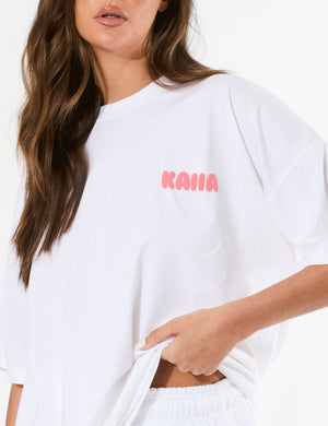 Kaiia Bubble Graphic Oversized T-Shirt Vanilla & Coral