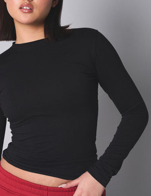 Slim Fit T-shirt With Long Sleeves Black