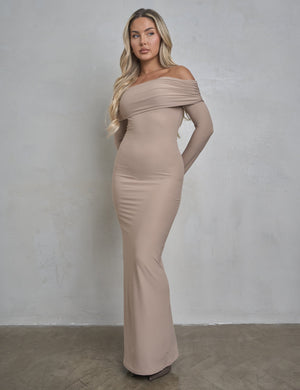 Bardot Luxe Slinky Maxi Dress Latte