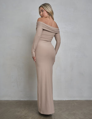 Bardot Luxe Slinky Maxi Dress Latte