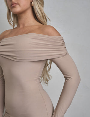 Bardot Luxe Slinky Maxi Dress Latte