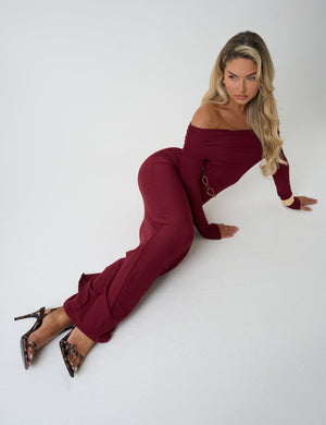 Bardot Luxe Slinky Maxi Dress Burgundy