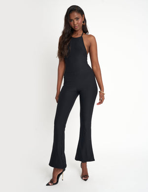 Tie Back Luxe Slinky Jumpsuit Black