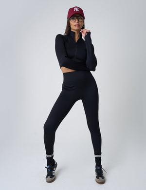 Ribbed High Waisted Bum Lift Leggings Black