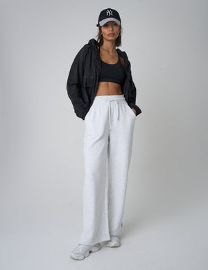 Split Hem Wide Leg Joggers Grey Marl