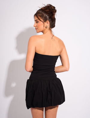 Ruffle Bandeau Top Black