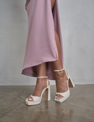 Resist Cream Pu Peep Toe Barley There Platform Heels