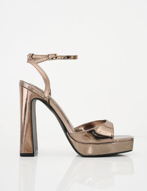 Resist Pewter Metallic Peep Toe Barley There Platform Heels