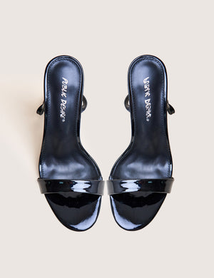 Soho Black Patent Barely There Strappy Stiletto Heels