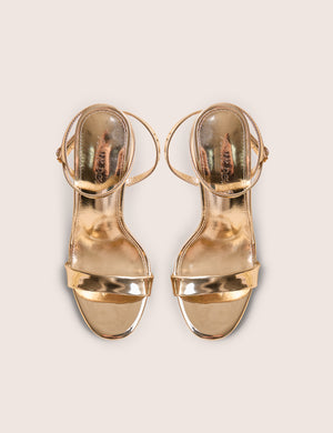 Soho Wide Fit Gold Metallic Barely There Strappy Stiletto Heels