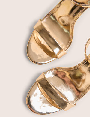 Soho Wide Fit Gold Metallic Barely There Strappy Stiletto Heels