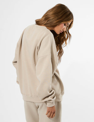 Kaiia Slogan Oversized Sweatshirt Almond